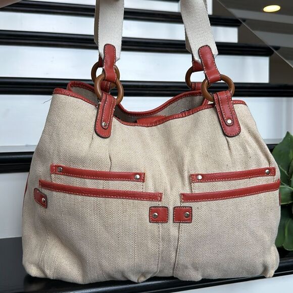 Emilie M. linen vegan oversized handbag shoulder purse - Picture 1 of 13